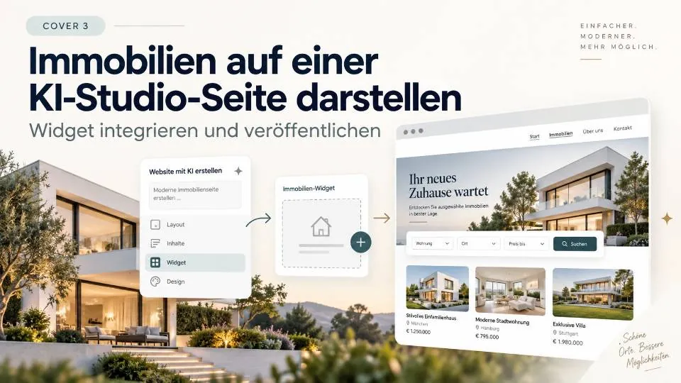 Immobilien auf einer KI-Studio-Seite darstellen – Widget integrieren und veröffentlichen